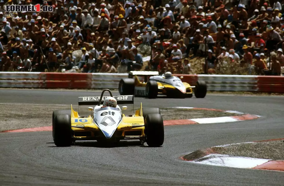 Doch beim Grand Prix von Frankreich in Le Castellet platzt der Knoten: Renault-Doppelsieg. Arnoux gewinnt vor Teamkollege Alain Prost. Foto zur News: Doch beim Grand Prix von Frankreich in Le Castellet platzt der Knoten: Renault-Doppelsieg. Arnoux gewinnt vor Teamkollege Alain Prost.