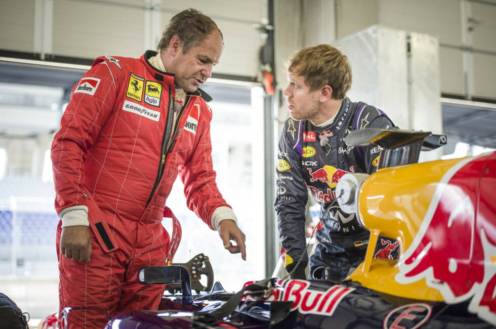 Foto zur News: Kurioserweise wird Bergers Ferrari mit der Startnummer 28 von genau jenen drei italienischen Ingenieuren betreut, mit denen er schon 1988 - also vor 26 Jahren (!) - zusammengearbeitet hat. Sein Fazit nach der Fahrt: &quot;Ich entdecke grad eine Liebe zu dem alten Zeug. Wenn das fährt, dann ist das toll: der Turbo, die manuelle Schaltung, das pure Fahren&quot;, strahlt Berger und versucht dieses Gefühl auch Sebastian Vettel zu beschreiben, denn nun soll der vierfache Weltmeister in den roten Renner klettern.