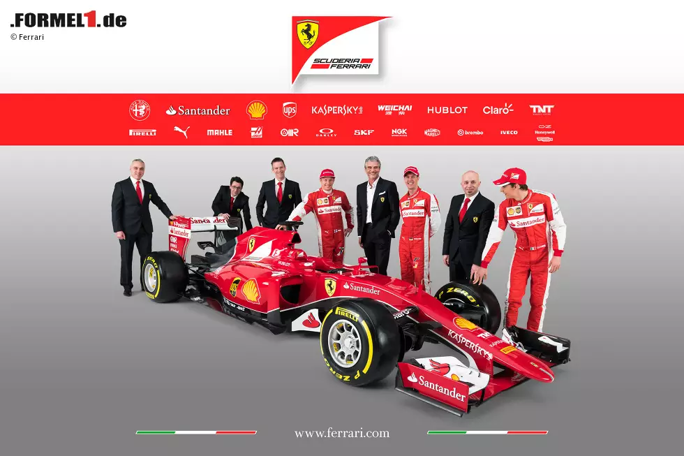 Neuer Fahrer (Sebastian Vettel), neuer Teamchef (Maurizio Arrivabene) und neues Auto (SF15-T). Und trotzdem sieht das Bild der Online-Präsentation irgendwie aus wie immer. Kreativ ist etwas anderes. Foto zur News: Neuer Fahrer (Sebastian Vettel), neuer Teamchef (Maurizio Arrivabene) und neues Auto (SF15-T). Und trotzdem sieht das Bild der Online-Präsentation irgendwie aus wie immer. Kreativ ist etwas anderes.