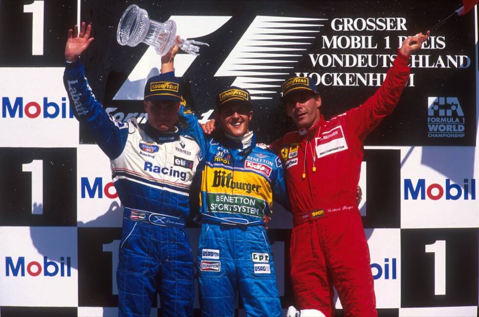 Foto zur News: Auch beim Großen Preis von Deutschland in Hockenheim wird Berger Dritter. Sieger: Michael Schumacher, dessen Benetton Berger ...