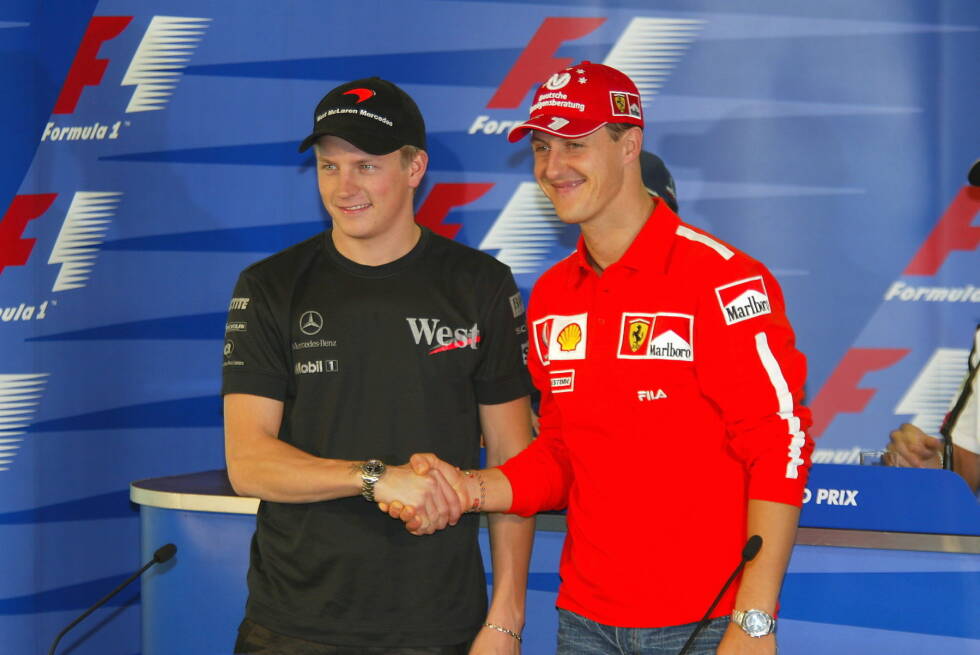 Foto zur News: Räikkönen wahrt seine Titelchancen bis zum Saisonfinale gegen Ferrari-Superstar Michael Schumacher. Er muss allerdings neun Punkte Rückstand aufholen. Am Ende reicht dem Deutschen ein achter Rang (93:91 Zähler).