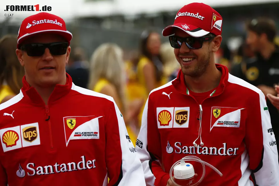 Räikkönen bleibt und bekommt 2015 seinen Kumpel Sebastian Vettel als neuen Teamkollegen an die Seite. Der Deutsche hat zwar die Oberhand, aber Ferrari glaubt an den Finnen als brave Nummer 2. Foto zur News: Räikkönen bleibt und bekommt 2015 seinen Kumpel Sebastian Vettel als neuen Teamkollegen an die Seite. Der Deutsche hat zwar die Oberhand, aber Ferrari glaubt an den Finnen als brave Nummer 2.