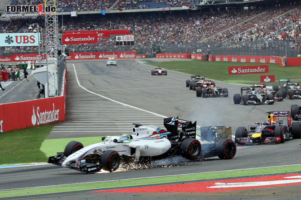 Foto zur News: Für Felipe Massa ist die Rad-an-Rad-Berührung fatal. Er steigt auf...