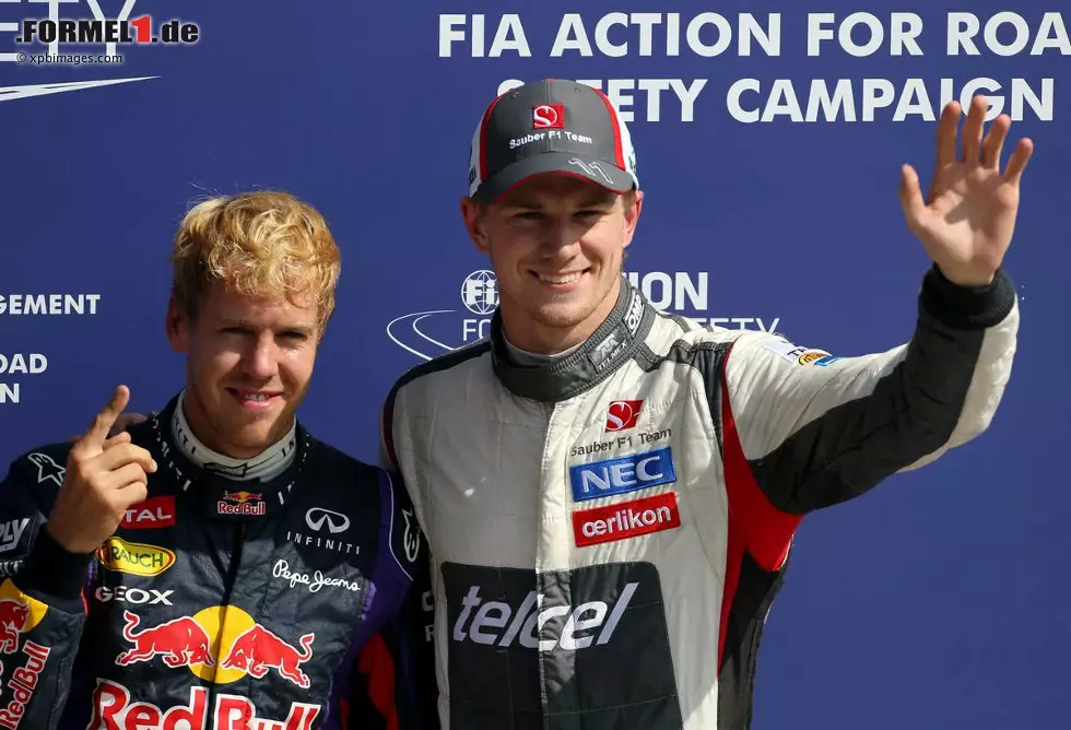 Paukenschlag im Qualifying zum Grand Prix von Italien 2013: Nico Hülkenberg, davor nie besser als Achter im Rennen und Neunter der Startaufstellung, wird im Sauber sensationell Dritter. Weniger überraschend die Pole von Spa-Sieger Sebastian Vettel - auch wenn Monza nicht unbedingt als Red-Bull-Paradestrecke gilt. Foto zur News: Paukenschlag im Qualifying zum Grand Prix von Italien 2013: Nico Hülkenberg, davor nie besser als Achter im Rennen und Neunter der Startaufstellung, wird im Sauber sensationell Dritter. Weniger überraschend die Pole von Spa-Sieger Sebastian Vettel - auch wenn Monza nicht unbedingt als Red-Bull-Paradestrecke gilt.