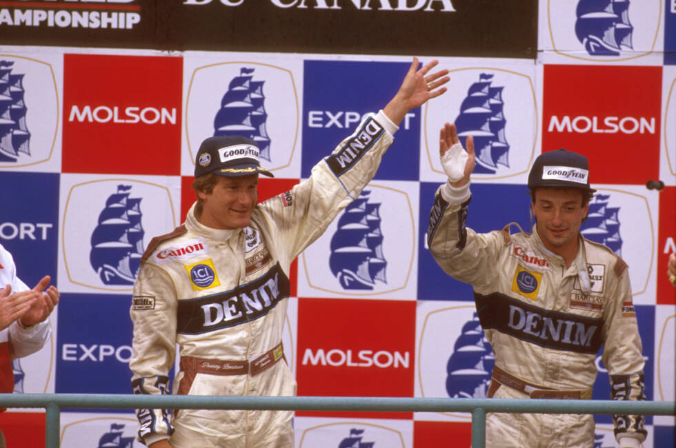 Foto zur News: Nur ein Jahr später gelingt Boutsen an gleicher Stelle sein erster Formel-1-Sieg. In einem - wieder einmal - chaotischen und verregneten Rennen profitiert der Belgier unter anderem von der Disqualifikation von Nigel Mansell und den Ausfällen von Senna und Prost. Da Teamkollege Riccardo Patrese als Zweiter ins Ziel kommt, ist es der zweite Williams-Doppelsieg in Kanada nach Jones/Reutemann 1980.
