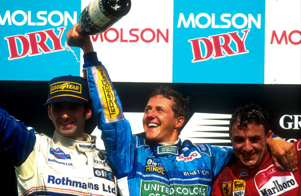 Foto zur News: Der bis heute erfolgreichste Pilot in Kanada ist Michael Schumacher. Sage und schreibe siebenmal steht Schumi während seiner Formel-1-Karriere in Kanada ganz oben auf dem Podium. Seinen ersten Triumph in Montreal feiert er 1994, als er das Rennen klar vor Damon Hill und Jean Alesi gewinnt.