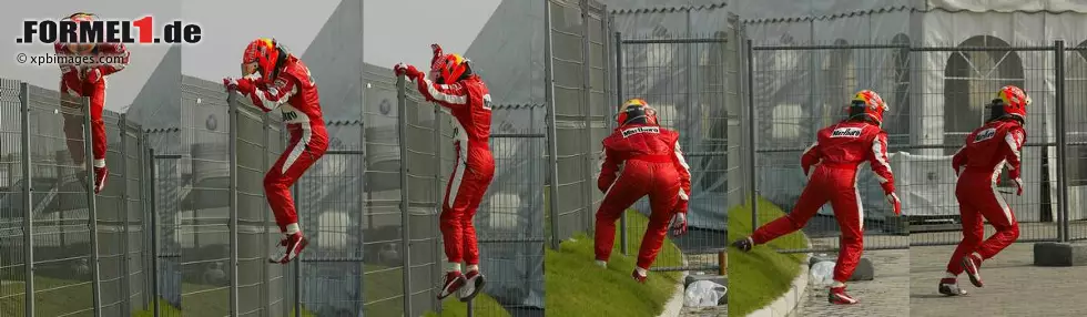 Foto zur News: Auch 2005 scheint Schanghai kein gutes Pflaster für den siebenmaligen Champion zu sein: Nach einer Kollision mit Minardi-Pilot Christijan Albers in der Runde auf die Startaufstellung muss er in den Ersatz-Ferrari wechseln. Mit dem dreht er sich dann im Rennen ins Aus - während einer Safety-Car-Phase.