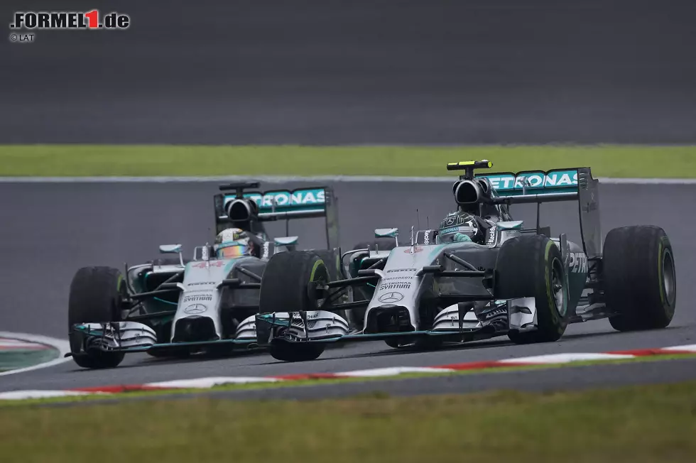 Das Duell um die Führung spitzt sich zu. Mercedes-Boss Niki Lauda wird nervös: "Warum fahren die schon wieder wie Verrückte?" Runde 25: Hamilton ist ausgangs Kurve 2 praktisch neben Rosberg, steckt aber zurück, um nach Spa-Francorchamps keine weitere Kollision zu riskieren. Runde 27: Ausritt von Hamilton in Kurve 1. Aber schon ein paar Kurven später ist er wieder dran. Foto zur News: Das Duell um die Führung spitzt sich zu. Mercedes-Boss Niki Lauda wird nervös: "Warum fahren die schon wieder wie Verrückte?" Runde 25: Hamilton ist ausgangs Kurve 2 praktisch neben Rosberg, steckt aber zurück, um nach Spa-Francorchamps keine weitere Kollision zu riskieren. Runde 27: Ausritt von Hamilton in Kurve 1. Aber schon ein paar Kurven später ist er wieder dran.