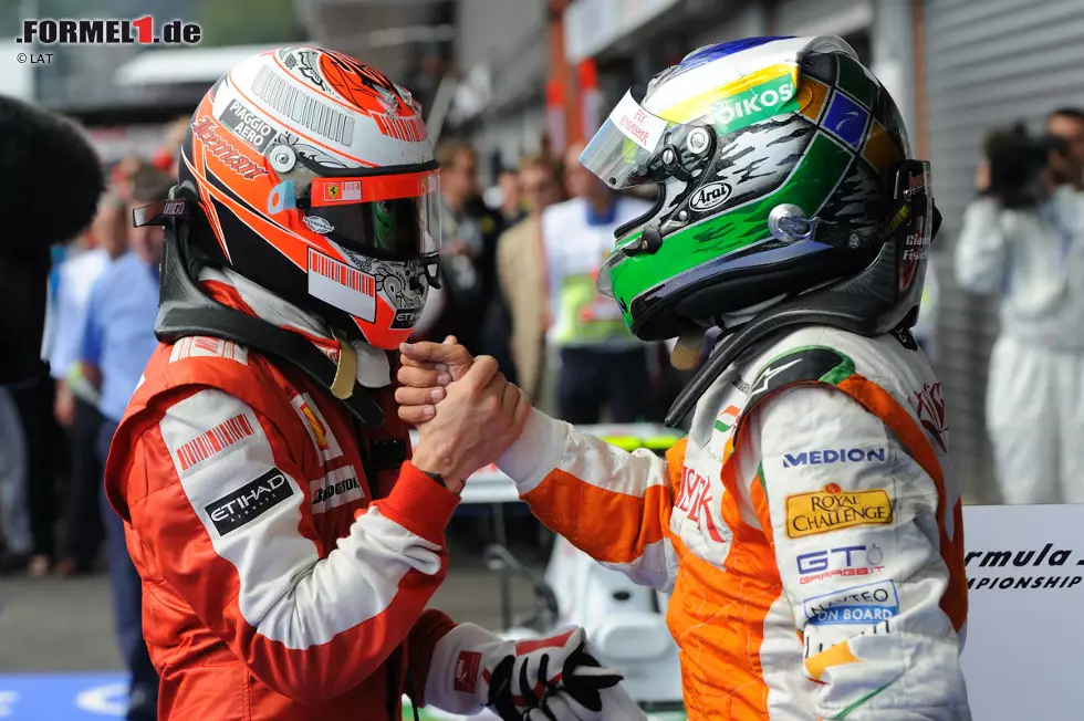 2009 stellt Giancarlo Fisichella den Force India sensationell auf die Pole-Position und führt das Rennen in der Anfangsphase an. Schließlich muss er sich aber Kimi Räikkönen geschlagen geben, der in diesem Jahr seinen vierten Sieg in Spa-Francorchamps feiert. Foto zur News: 2009 stellt Giancarlo Fisichella den Force India sensationell auf die Pole-Position und führt das Rennen in der Anfangsphase an. Schließlich muss er sich aber Kimi Räikkönen geschlagen geben, der in diesem Jahr seinen vierten Sieg in Spa-Francorchamps feiert.