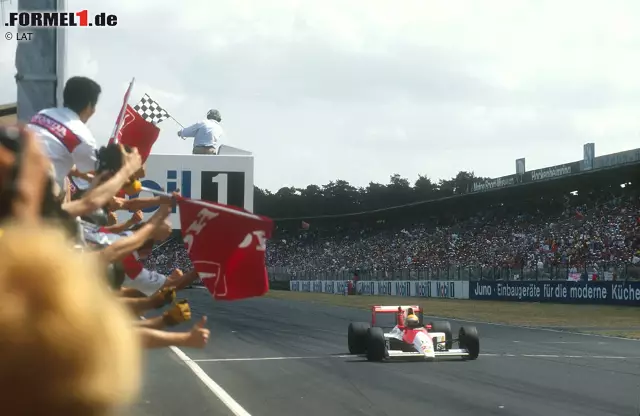 Von 1988 bis 1990 gelingen dann Ayrton Senna im McLaren-Honda beim Großen Preis von Deutschland drei Siege in Folge. Foto zur News: Von 1988 bis 1990 gelingen dann Ayrton Senna im McLaren-Honda beim Großen Preis von Deutschland drei Siege in Folge.