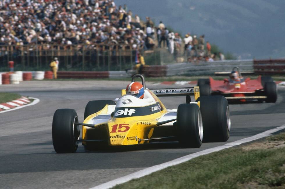 Foto zur News: 1980 schlägt die Stunde des Renault-Turbo. In Spielbergs Höhenlage zahlen sich die Vorteile der Technik aus. Nach Pole durch Rene Arnoux ringt Jean-Pierre Jabouille die Konkurrenz im Rennen nieder.