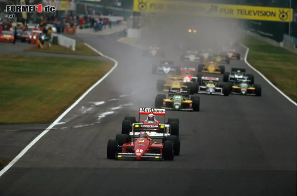 Foto zur News: Nach dem 1977er-Rennen verschwindet Japan für zehn Jahre von der Formel-1-Landkarte. 1987 kehrt das Rennen zurück, allerdings nicht in Fuji, sondern in Suzuka. Gerhard Berger (Ferrari) gewinnt, Nelson Piquet (Williams) wird Weltmeister, nachdem Teamkollege Nigel Mansell im Qualifying einen schweren Unfall hat und nicht starten kann.