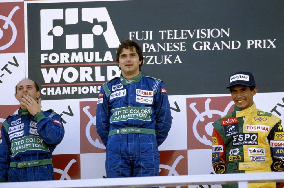 Foto zur News: ... holt sich Nelson Piquet vor Benetton-Teamkollege Roberto Moreno, der den bei einem Hubschrauberabsturz schwer verletzten Vorjahressieger Alessandro Nannini ersetzt. Dritter wird Lokalmatador Aguri Suzuki (Larrousse). Es ist der erste Podestplatz eines Japaners in der Formel-1-Geschichte.