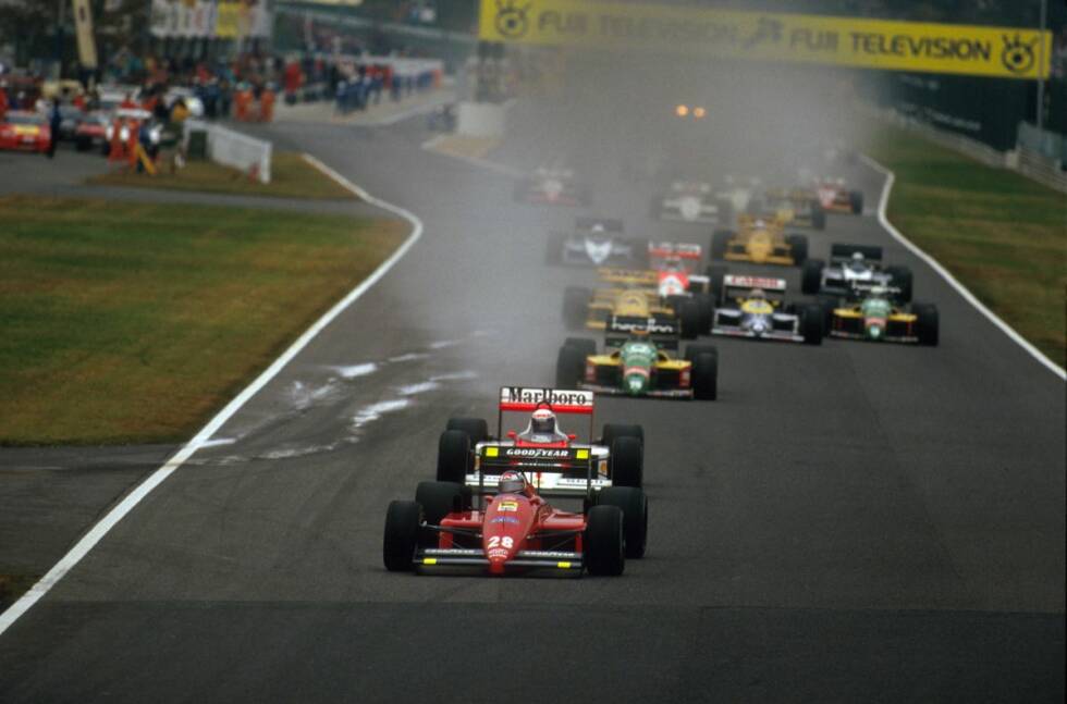 Foto zur News: Nach dem 1977er-Rennen verschwindet Japan für zehn Jahre von der Formel-1-Landkarte. 1987 kehrt das Rennen zurück, allerdings nicht in Fuji, sondern in Suzuka. Gerhard Berger (Ferrari) gewinnt, Nelson Piquet (Williams) wird Weltmeister, nachdem Teamkollege Nigel Mansell im Qualifying einen schweren Unfall hat und nicht starten kann.
