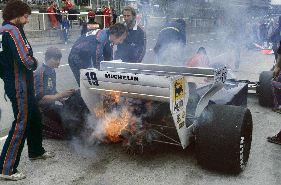 Foto zur News: Flammen am Heck konnten aber auch ein sehr schlechtes Zeichen sein. Diese Erfahrung machte zum Beispiel das Toleman-Team um Ayrton Senna beim Training zum Großen Preis von Großbritannien 1984 mit dem Toleman-Hart TG184.