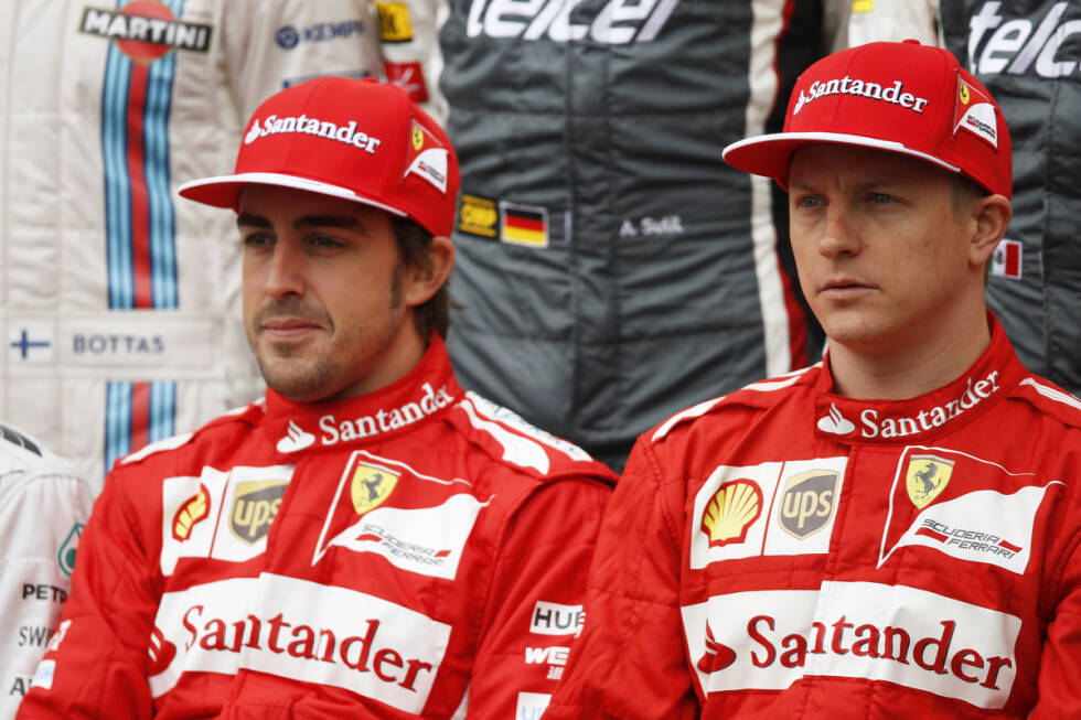 Foto zur News: Gespannt sind viele Fans auch auf das Ferrari-Duell zwischen Fernando Alonso und Kimi Räikkönen. Auf der Strecke kommen sich die beiden aber zu keinem Zeitpunkt so nahe wie hier. Alonso ist am Ende über 30 Sekunden schneller als sein neuer Teamkollege, der mit diversen technischen Problemen zu kämpfen hat.