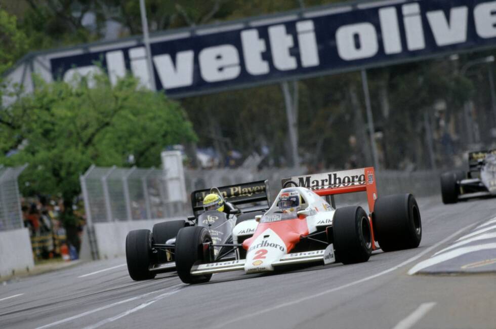 Foto zur News: Im Jahr 1986 platzt Nigel Mansells Reifen und damit auch seine Titelhoffnung. Der lachende Sieger ist Alain Prost, der sich die Weltmeisterschaft mit einem hauchdünnen Vorsprung von zwei Punkten sichert.
