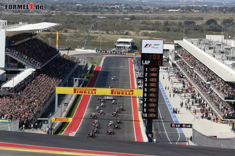 Doch nach vier Jahren Pause kehrt der Grand Prix der USA auf die Formel-1-Landkarte zurück. Am 18. November 2012 wird erstmals auf dem brandneuen Circuit of The Americas vor den Toren von Austin gefahren. Lewis Hamilton, der 2007 in Indianapolis siegte, gewinnt die Austin-Premiere. Im Jahr darauf ist Sebastian Vettel nicht zu schlagen, nachdem er 2012 von der Pole-Position gestartet auf Platz zwei hinter Hamilton ins Ziel gekommen war. Foto zur News: Doch nach vier Jahren Pause kehrt der Grand Prix der USA auf die Formel-1-Landkarte zurück. Am 18. November 2012 wird erstmals auf dem brandneuen Circuit of The Americas vor den Toren von Austin gefahren. Lewis Hamilton, der 2007 in Indianapolis siegte, gewinnt die Austin-Premiere. Im Jahr darauf ist Sebastian Vettel nicht zu schlagen, nachdem er 2012 von der Pole-Position gestartet auf Platz zwei hinter Hamilton ins Ziel gekommen war.