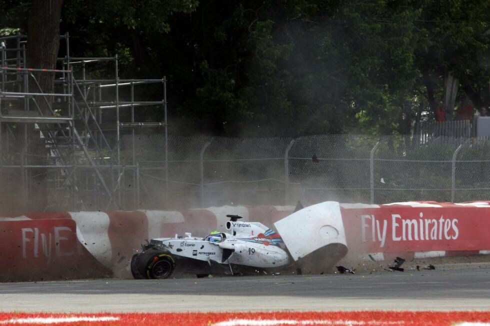 Foto zur News: In Kanada war Felipe Massa schon wieder das Opfer: Namen wiederholen sich, denn der Übeltäter hieß in diesem Fall Sergio Perez. Wobei die Rollenzuweisung zu relativieren ist, schließlich stritten sich beide Teams in der Folge wochenlang über Schuldfrage. Die FIA schob letztlich dem Force-India-Piloten den Schwarzen Peter zu.