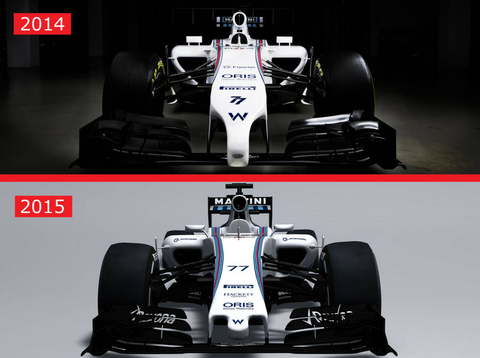 Foto zur News: Sofort auffallend im Vergleich Williams FW37 gegen FW36: Neue Nase, kurviger gestaltete Lufteinlässe der Seitenkästen