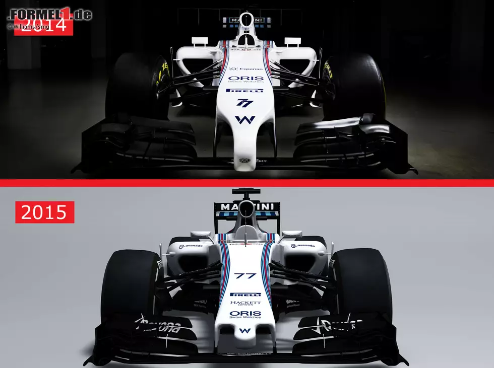 Sofort auffallend im Vergleich Williams FW37 gegen FW36: Neue Nase, kurviger gestaltete Lufteinlässe der Seitenkästen Foto zur News: Sofort auffallend im Vergleich Williams FW37 gegen FW36: Neue Nase, kurviger gestaltete Lufteinlässe der Seitenkästen