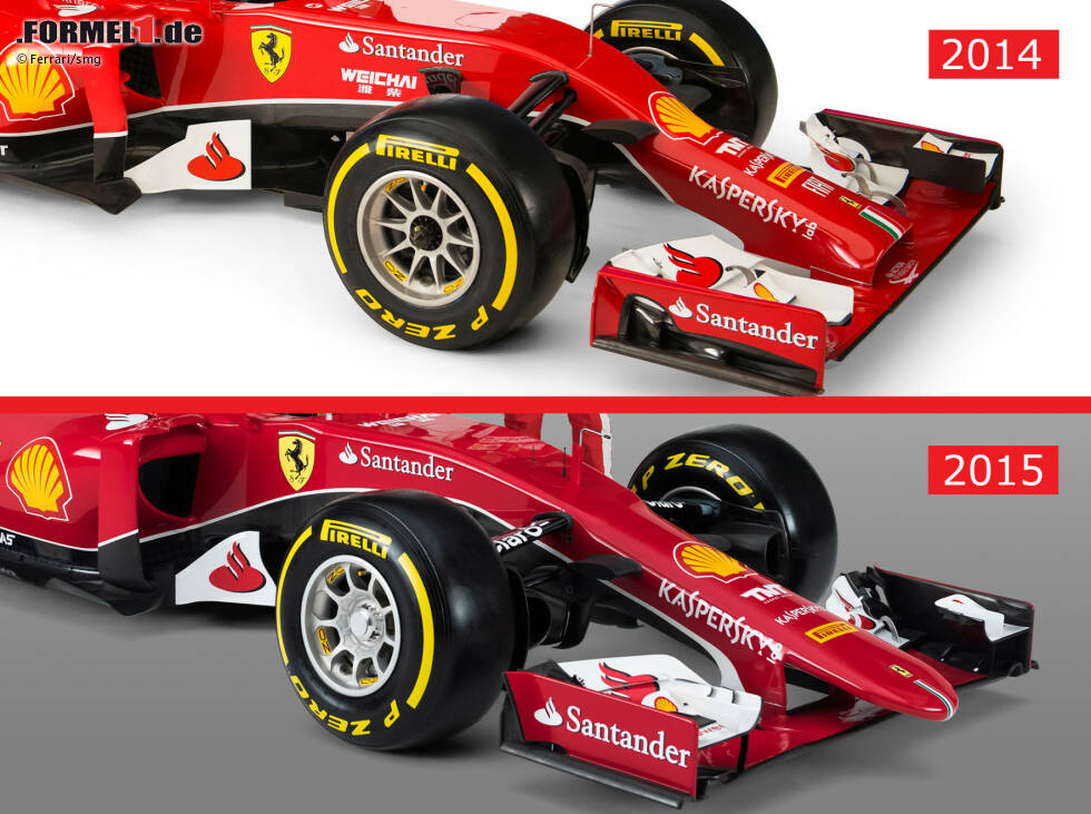 Foto zur News: Das neue Arbeitsgerät von Sebastian Vettel und Kimi Räikkönen besticht durch eine vollkommen neue Nase - ohne Stummel oder &quot;Staubsauger&quot;-Form wie beim Vorjahresmodell F14 T.