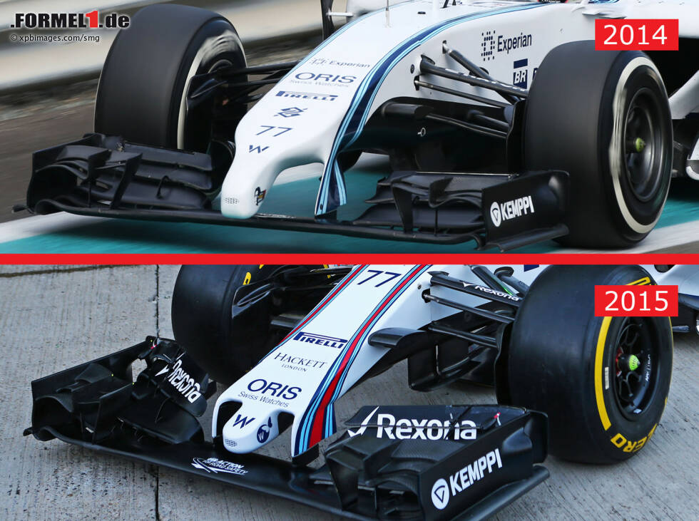 Das gleiche Problem hatte man bei Williams auch. Erst mit dem Knubbel an der Spitze der kurzen Nase schaffte man den Crashtest. Eine lange Nase kommt bei dem Team nicht in Frage, denn Rob Smedley, Leiter für Fahrzeugperformance, wundert sich bereits über die langen Varianten von Ferrari, McLaren und Co.: "Ich kann mir kaum vorstellen, dass sie damit die alten Abtriebswerte erreichen. Wir haben es versucht und sind auf keinen grünen Zweig gekommen." Das gleiche Problem hatte man bei Williams auch. Erst mit dem Knubbel an der Spitze der kurzen Nase schaffte man den Crashtest. Eine lange Nase kommt bei dem Team nicht in Frage, denn Rob Smedley, Leiter für Fahrzeugperformance, wundert sich bereits über die langen Varianten von Ferrari, McLaren und Co.: "Ich kann mir kaum vorstellen, dass sie damit die alten Abtriebswerte erreichen. Wir haben es versucht und sind auf keinen grünen Zweig gekommen."