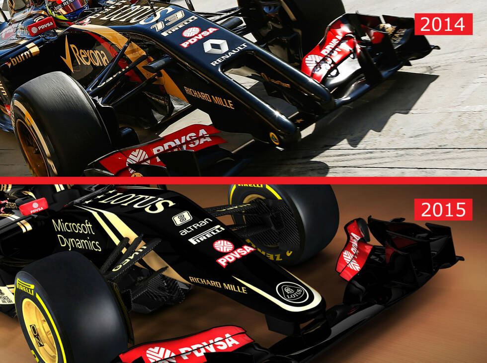 Foto zur News: ... Lotus&#039; neue Lösung wie aus einem Guss - und erinnert an die Formel-1-Boliden Mitte der 2000er-Jahre. Anders als Williams und Force India entfällt beim E23 eine kurze Stummelnase.