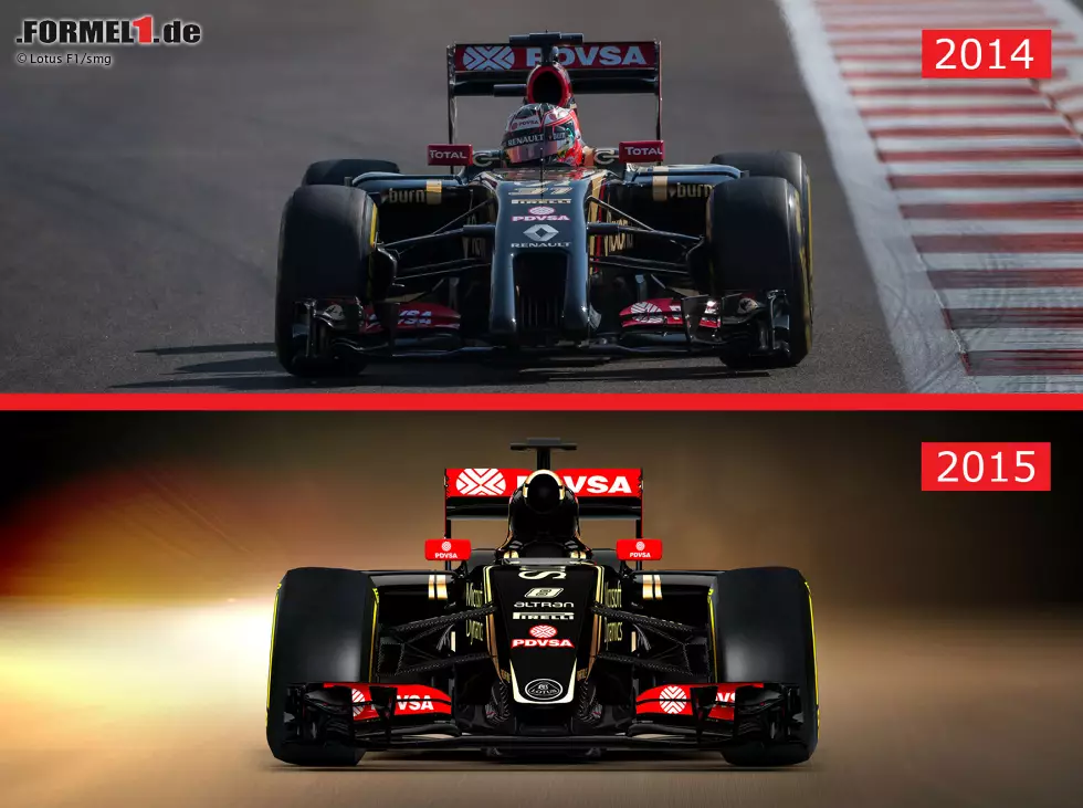 Foto zur News: Hinter der Nase unterscheidet sich der Lotus E23 von seinem Vorgänger: Die Seitenkästen sind nun nach außen und nicht mehr nach innen gewölbt, ...