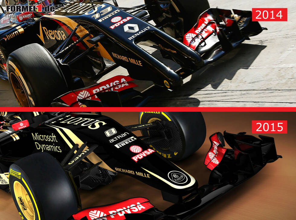 Foto zur News: ... Lotus&#039; neue Lösung wie aus einem Guss - und erinnert an die Formel-1-Boliden Mitte der 2000er-Jahre. Anders als Williams und Force India entfällt beim E23 eine kurze Stummelnase.