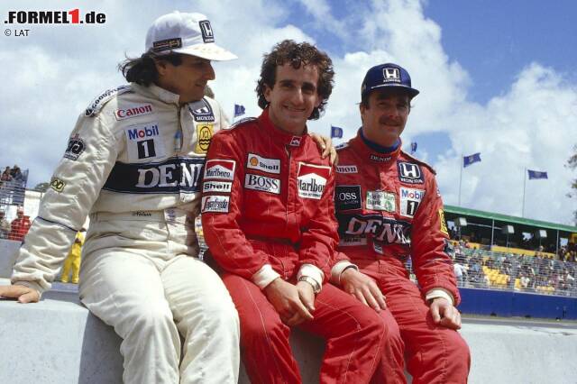Foto zur News: In der Saison 1986 schaffen es bei 16 Rennen neun Fahrer auf das Podest: Weltmeister Alain Prost (11 Podestplätze), Nelson Piquet (10) und Nigel Mansell (9) sowie Ayrton Senna, Stefan Johansson, Gerhard Berger, Jacques Laffite, Keke Rosberg und Michele Alboreto.
