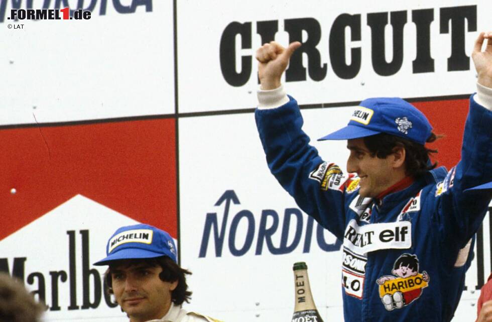 Foto zur News: 1983: Brabham-Pilot Nelson Piquet liegt nach acht von 15 Saisonrennen drei Punkte (zehn Prozent) hinter Alain Prost (Renault). Am Saisonende ist es der Brasilianer, der sich seine zweite WM-Krone nach 1981 aufsetzt. Die Entscheidung fällt beim Saisonfinale, dem Grand Prix von Südafrika in Kyalami, wo Piquet als Dritter ins Ziel kommt, während Prost mit defektem Turbolader ausfällt.