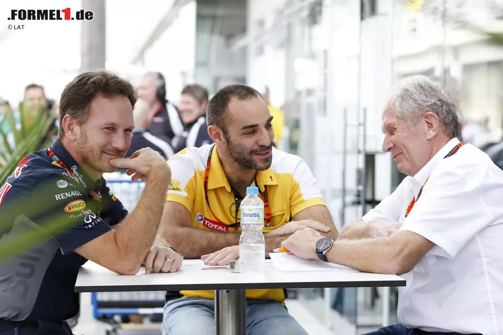Eine andere Ehe erlebt gerade ihren zweiten Frühling, wenn auch eher auf zweckmäßiger Basis: Red Bull und Renault werden doch gemeinsam in die Saison 2016 gehen, die Details dazu sollen beim Saisonfinale in Abu Dhabi bekannt gegeben werden. Ein Übergangsjahr. Aber schon jetzt zeigen sich die Herren Horner, Abiteboul und Marko wieder in der Öffentlichkeit. Und zwar lachend. Das ist lange her. Foto zur News: Eine andere Ehe erlebt gerade ihren zweiten Frühling, wenn auch eher auf zweckmäßiger Basis: Red Bull und Renault werden doch gemeinsam in die Saison 2016 gehen, die Details dazu sollen beim Saisonfinale in Abu Dhabi bekannt gegeben werden. Ein Übergangsjahr. Aber schon jetzt zeigen sich die Herren Horner, Abiteboul und Marko wieder in der Öffentlichkeit. Und zwar lachend. Das ist lange her.