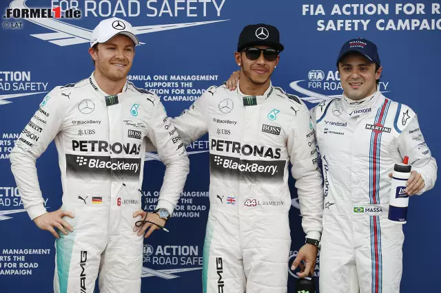 Foto zur News: Neues Jahr, neues Glück? Weit gefehlt! Weltmeister Lewis Hamilton (0,6 Sekunden Vorsprung auf Nico Rosberg) und Mercedes zertrümmern im Qualifying in Melbourne die Konkurrenz. Erstverfolger Felipe Massa im Williams hat schon 1,4 Sekunden Rückstand. Sebastian Vettel gelingt als Vierter trotz Fahrfehler ein ordentliches Ferrari-Debüt.