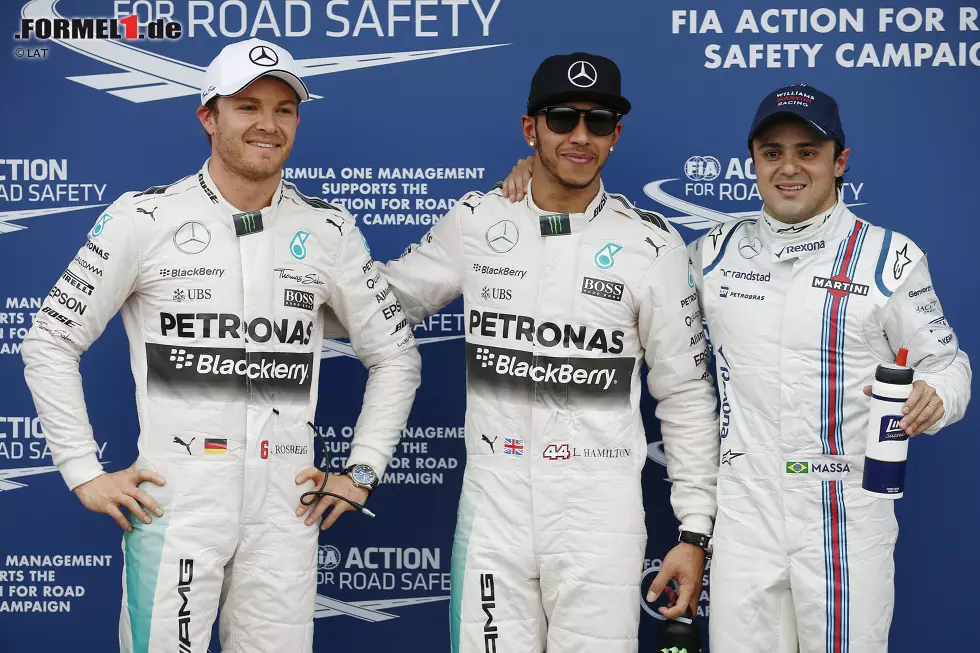 Foto zur News: Neues Jahr, neues Glück? Weit gefehlt! Weltmeister Lewis Hamilton (0,6 Sekunden Vorsprung auf Nico Rosberg) und Mercedes zertrümmern im Qualifying in Melbourne die Konkurrenz. Erstverfolger Felipe Massa im Williams hat schon 1,4 Sekunden Rückstand. Sebastian Vettel gelingt als Vierter trotz Fahrfehler ein ordentliches Ferrari-Debüt.