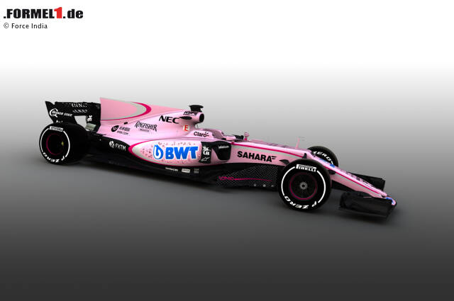 Foto zur News: Force India überrascht vor der Saison 2017 dank neuem Sponsor mit einer Lackierung in Rosa! Die Mallya-Truppe sticht damit in diesem Jahr aus dem restlichen Feld heraus, doch in der Vergangenheit gab es noch deutlich verrücktere Ideen... Wir blicken zurück auf die ungewöhnlichsten Lackierungen der Formel-1-Geschichte!