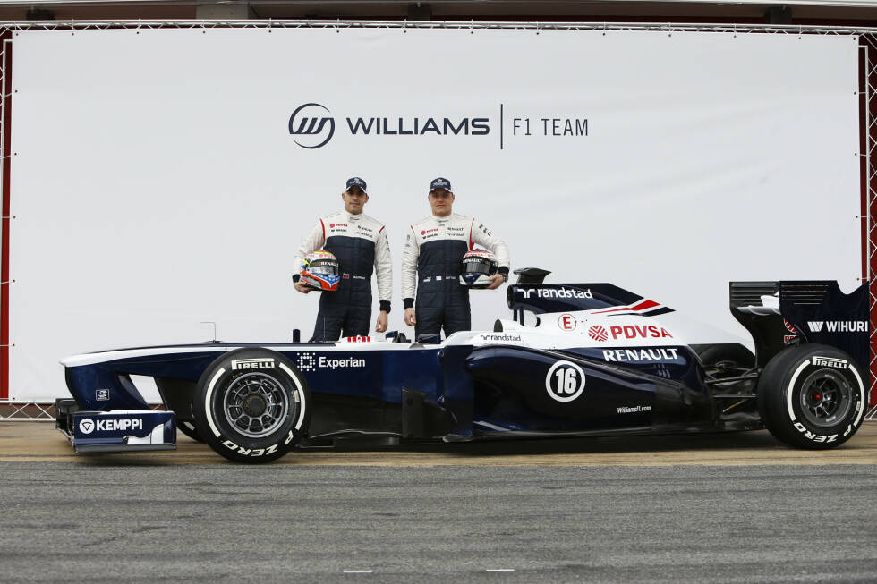 Foto zur News: 2013: In Barcelona zeigt Williams den FW35 für Pastor Maldonado und Newcomer Valtteri Bottas. Doch das Team rutscht weiter ab: Im zweiten Jahr mit Renault-Power landet Williams nur auf Position neun der Formel-1-WM, mit gerade einmal fünf Punkten.