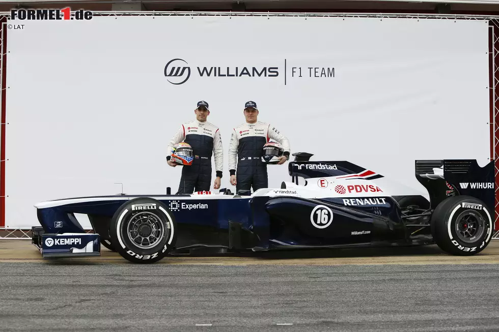 2013: In Barcelona zeigt Williams den FW35 für Pastor Maldonado und Newcomer Valtteri Bottas. Doch das Team rutscht weiter ab: Im zweiten Jahr mit Renault-Power landet Williams nur auf Position neun der Formel-1-WM, mit gerade einmal fünf Punkten. Foto zur News: 2013: In Barcelona zeigt Williams den FW35 für Pastor Maldonado und Newcomer Valtteri Bottas. Doch das Team rutscht weiter ab: Im zweiten Jahr mit Renault-Power landet Williams nur auf Position neun der Formel-1-WM, mit gerade einmal fünf Punkten.