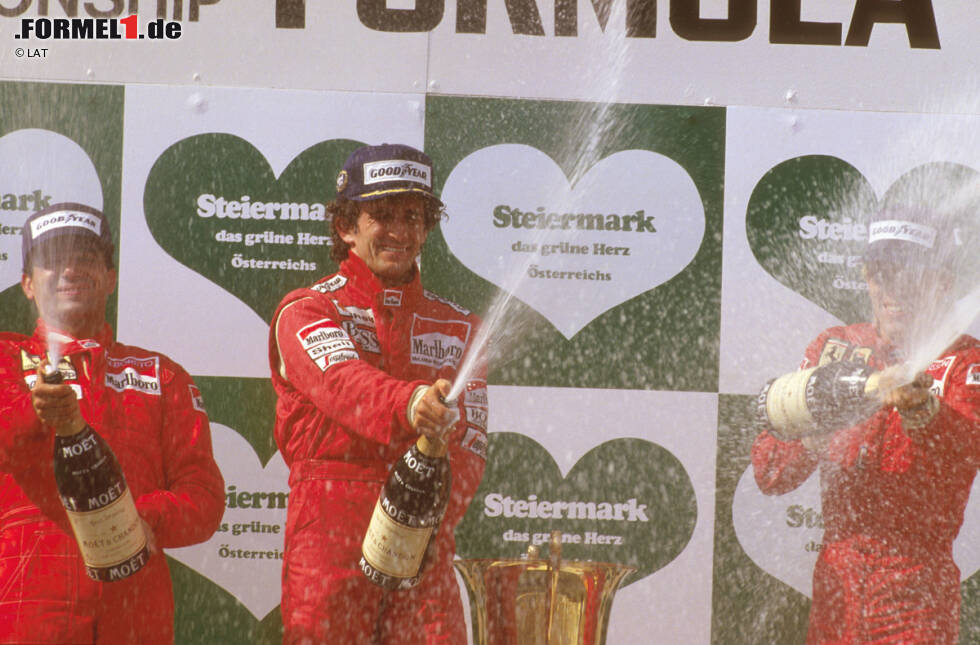 Foto zur News: Der erfolgreichste Pilot im Grand Prix von Österreich ist Alain Prost, der dort insgesamt dreimal siegen konnte. Der Franzose gewann das Rennen 1983 für Renault sowie 1986 (Foto) und 1987 in einem McLaren.