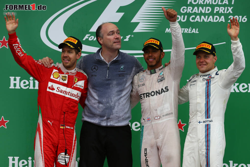 Foto zur News: Die Formel-1-WM 2016 ist wieder spannend: Lewis Hamilton kommt mit dem zweiten Saisonsieg bis auf neun Punkte an Nico Rosberg heran. Ferrari ist dank Turbo-Update wieder voll konkurrenzfähig. Und Valtteri Bottas steht in Montreal zum zweiten Mal hintereinander auf dem Podium. Jetzt durchklicken!