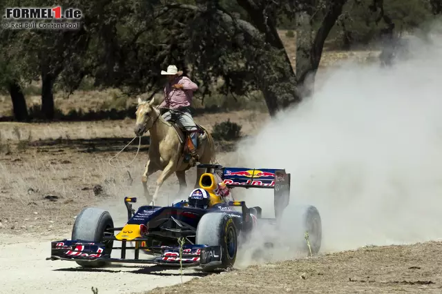 Noch vor der Eröffnung des Circuit of The Americas spielte David Coulthard den Baustellen-Cowboy: In Austin gab er den berittenen Texanern die Sporen, und zwar auf Schotter. Foto zur News: Noch vor der Eröffnung des Circuit of The Americas spielte David Coulthard den Baustellen-Cowboy: In Austin gab er den berittenen Texanern die Sporen, und zwar auf Schotter.