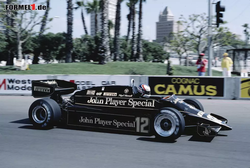 Rio de Janeiro (Brasilien) 1983: Nigel Mansells Lotus 92 ist das erste Auto mit aktiver Radaufhängung und der letzte große Wurf von Colin Chapman vor dessen Tod. Foto zur News: Rio de Janeiro (Brasilien) 1983: Nigel Mansells Lotus 92 ist das erste Auto mit aktiver Radaufhängung und der letzte große Wurf von Colin Chapman vor dessen Tod.