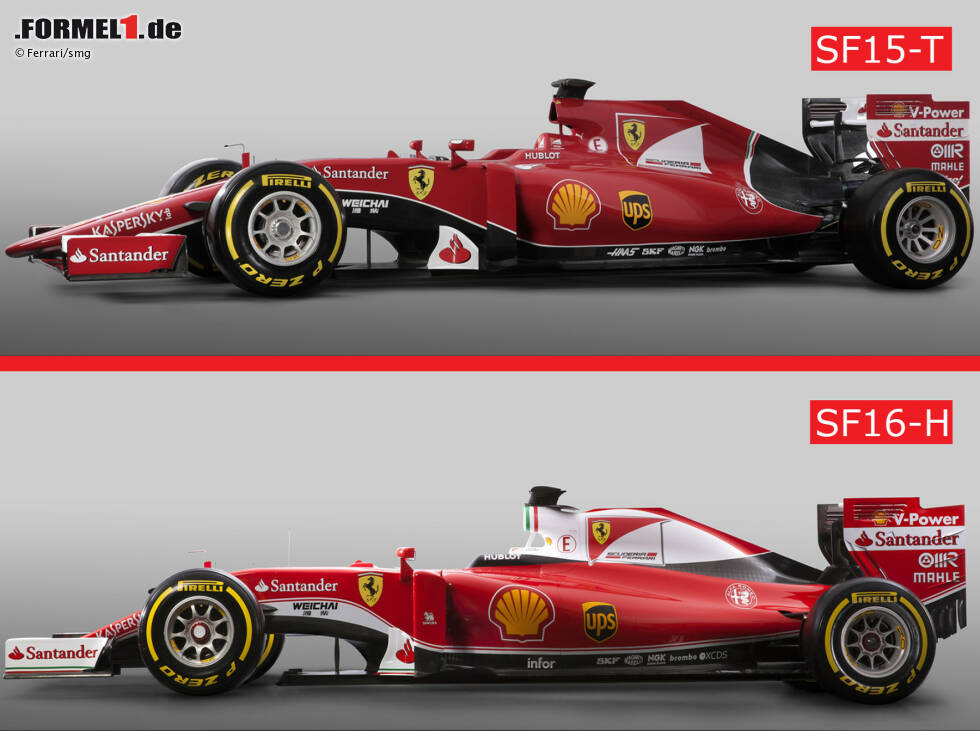 Ferrari hat beim SF16-H kleine Anpassungen - allen voran bei Nase, Aufhängung und Seitenkästen - vollzogen. Im seitlichen Profil ist die Nase flach und wirkt im Vergleich zu der beim SF15-T genutzten Konstruktion schmächtig. Sie ist mit einem hervorstehenden Daumen an der Spitze ausgestattet. Ferrari hat beim SF16-H kleine Anpassungen - allen voran bei Nase, Aufhängung und Seitenkästen - vollzogen. Im seitlichen Profil ist die Nase flach und wirkt im Vergleich zu der beim SF15-T genutzten Konstruktion schmächtig. Sie ist mit einem hervorstehenden Daumen an der Spitze ausgestattet.