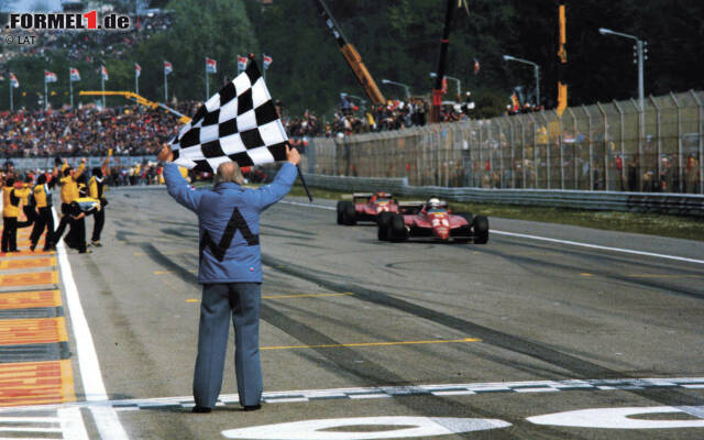 Foto zur News: ...Art und Weise. Pironi missachtete beim Ferrari-Heimspiel in Imola die Stallorder und fährt entgegen der Abmachung vor Villeneuve als Sieger durchs Ziel. Der Kanadier ist erbost und kündigt an, mit Pironi nie mehr ein Wort zu sprechen. Die Drohung sollte wahr werden: Beim nächsten Rennen in Zolder...
