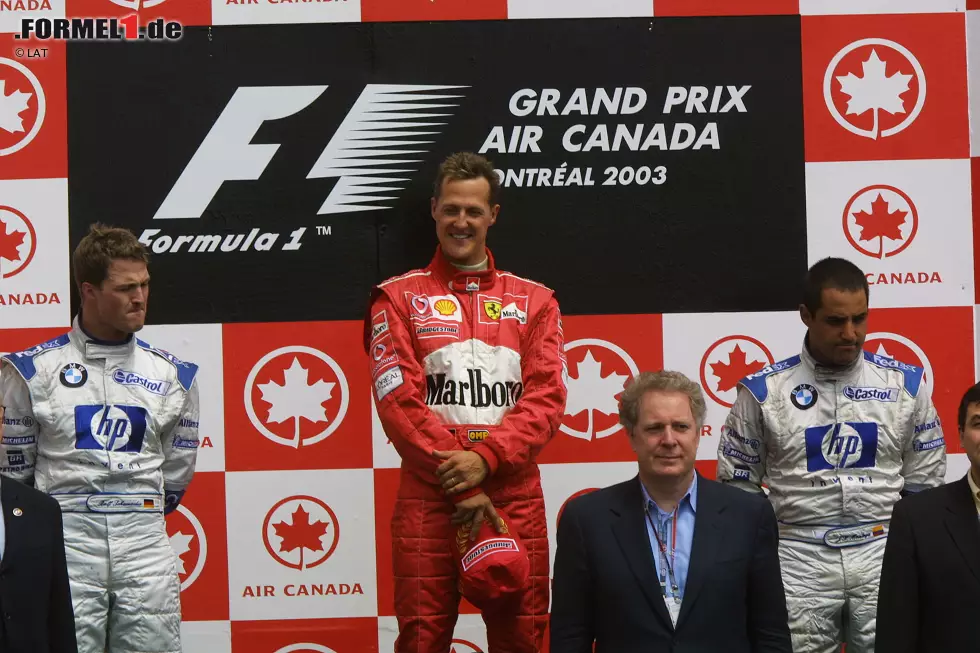 Formel-1-Saison 2003: 8 verschiedene Sieger in 16 Rennen - Michael Schumacher (6), Rubens Barrichello, Juan Pablo Montoya, Ralf Schumacher (je 2), Fernando Alonso, David Coulthard, Giancarlo Fisichella, Kimi Räikkönen (je 1) Foto zur News: Formel-1-Saison 2003: 8 verschiedene Sieger in 16 Rennen - Michael Schumacher (6), Rubens Barrichello, Juan Pablo Montoya, Ralf Schumacher (je 2), Fernando Alonso, David Coulthard, Giancarlo Fisichella, Kimi Räikkönen (je 1)