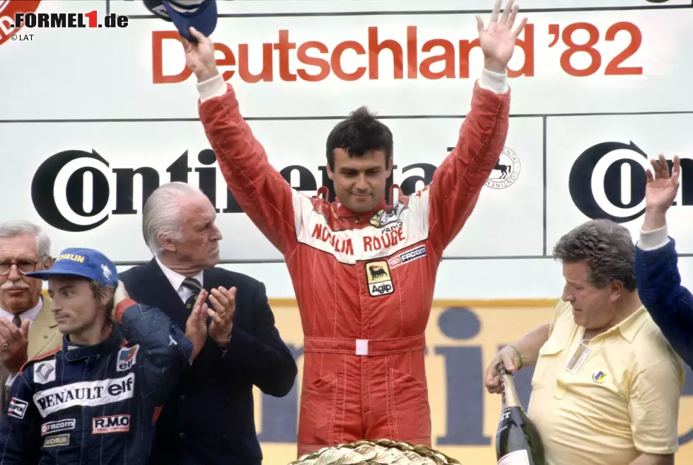 Formel-1-Saison 1982: 11 verschiedene Sieger in 16 Rennen - Rene Arnoux, Niki Lauda, Didier Pironi, Alain Prost, John Watson (je 2), Michele Alboreto, Elio de Angelis, Riccardo Patrese, Nelson Piquet, Keke Rosberg, Patrick Tambay (je 1) Foto zur News: Formel-1-Saison 1982: 11 verschiedene Sieger in 16 Rennen - Rene Arnoux, Niki Lauda, Didier Pironi, Alain Prost, John Watson (je 2), Michele Alboreto, Elio de Angelis, Riccardo Patrese, Nelson Piquet, Keke Rosberg, Patrick Tambay (je 1)