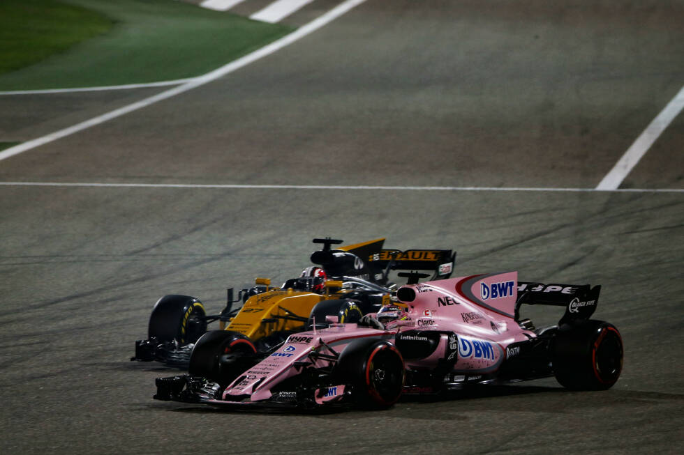 Foto zur News: Nico Hülkenberg kann P7 aus dem Qualifying nicht halten, weil Renault die Motorleistung im Rennen immer noch drosseln muss - aus Angst um die Haltbarkeit. Das Duell gegen seinen Ex-Teamkollegen Sergio Perez (7.) verliert er. Als Neunter holt er aber immerhin seine ersten beiden Punkte.
