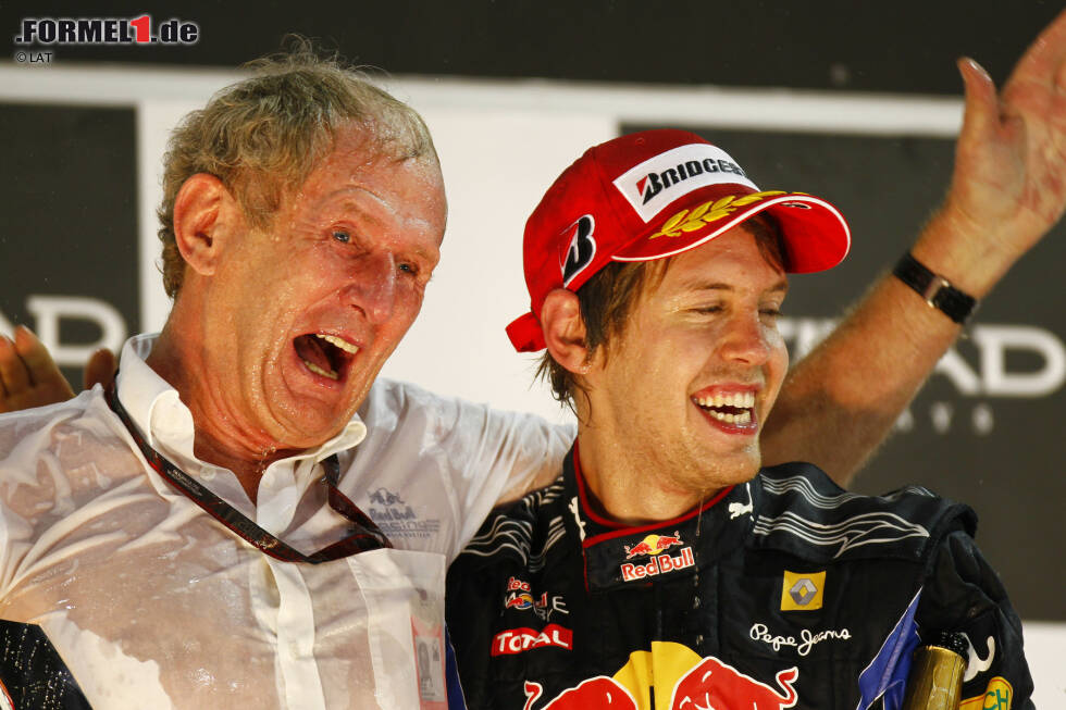 Foto zur News: Sebastian Vettel (2009, 2010, 2013) und Lewis Hamilton (2011, 2014, 2016) sind mit je drei Siegen die erfolgreichsten Piloten in Yas Marina. Mercedes und Red Bull sind mit ebenfalls je drei Siegen die erfolgreichsten Teams.