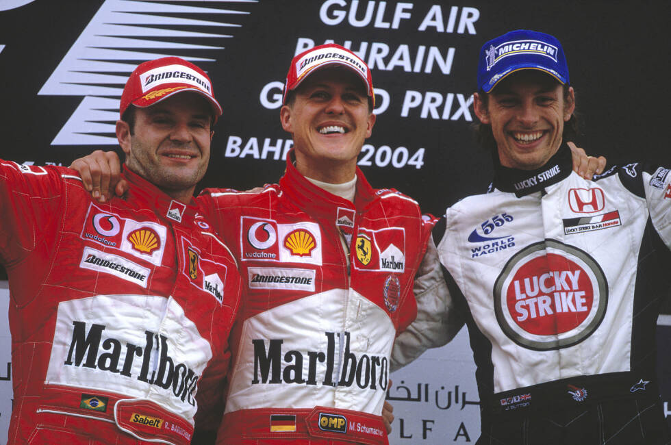 Foto zur News: Drei weitere Fahrer haben in Bahrain gewonnen. Michael Schumacher bei der Premiere im Jahr 2004 auf Ferrari, Jenson Button 2009 auf Brawn und Nico Rosberg 2016 auf Mercedes. Alle drei wurden in der Folge auch Weltmeister.