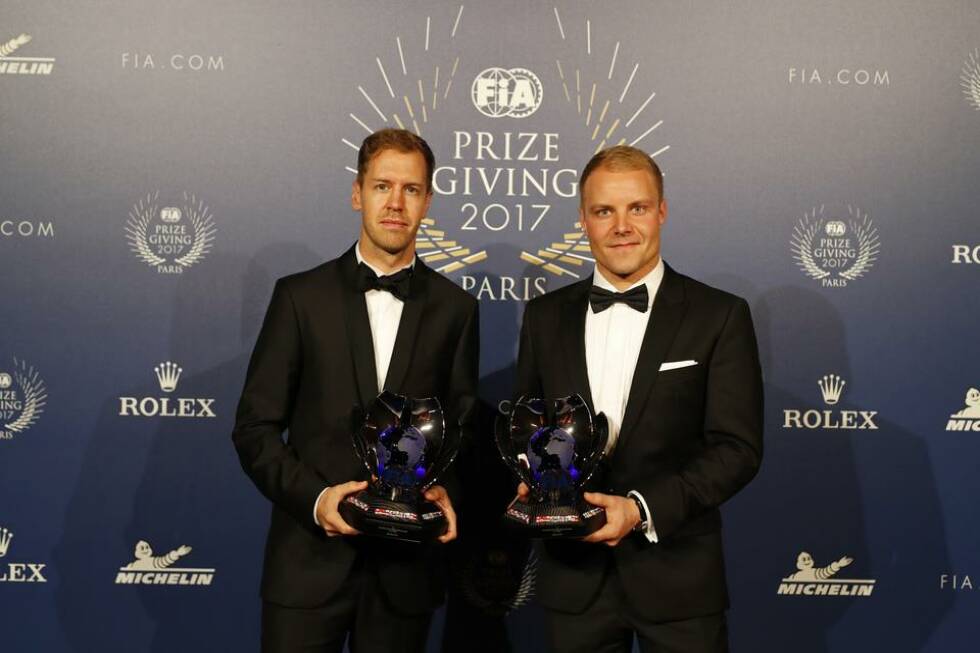 Foto zur News: Ebenfalls zu Gast: Ferrari-Ass und Vizeweltmeister Sebastian Vettel, hier mit Bottas.